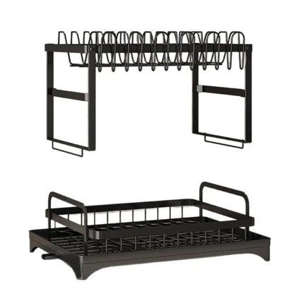 Dish Drying Rack 2 Tier with Utensil Holder and Drip Tray