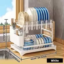 Dish Drying Rack 2 Tier with Utensil Holder and Drip Tray