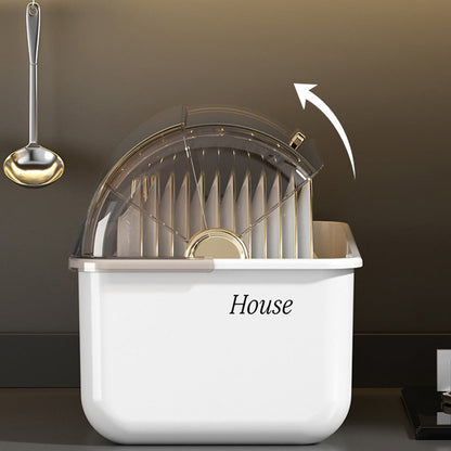 Dish Storage Box with Clear Lid and Drain Tray Set of 2
