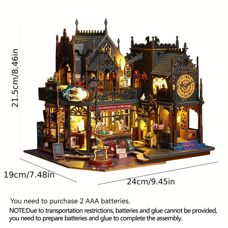 DIY Wooden Book Nook Kit Gothic Town 9.45 x 7.48 x 8.46 inch Set of 2