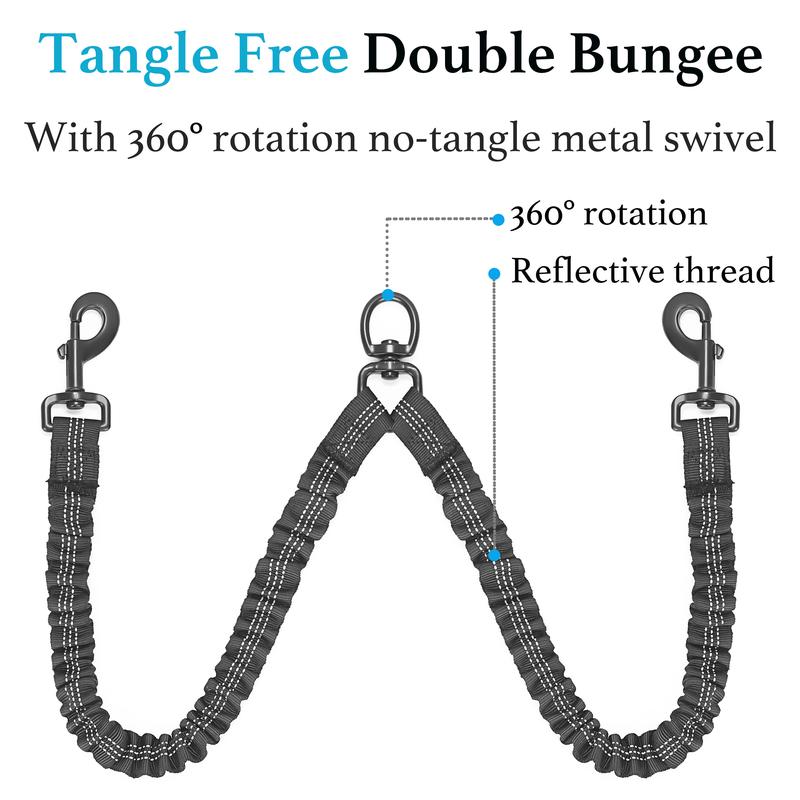 Double Dog Leash with Bungee Coupler 31 Inch Rope