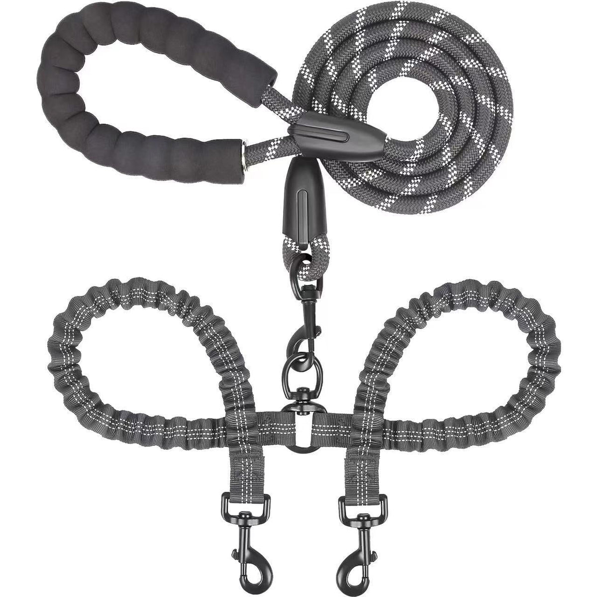 Double Dog Leash with Bungee Coupler 31 Inch Rope