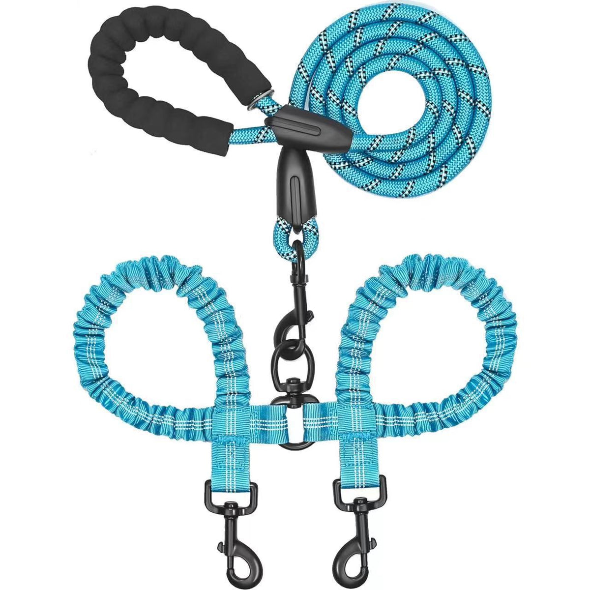Double Dog Leash with Bungee Coupler 31 Inch Rope