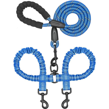 Double Dog Leash with Bungee Coupler 31 Inch Rope