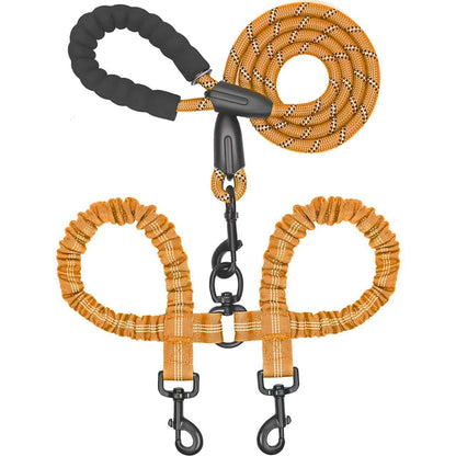 Double Dog Leash with Bungee Coupler 31 Inch Rope