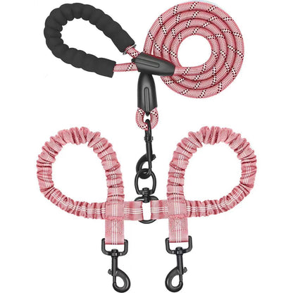 Double Dog Leash with Bungee Coupler 31 Inch Rope