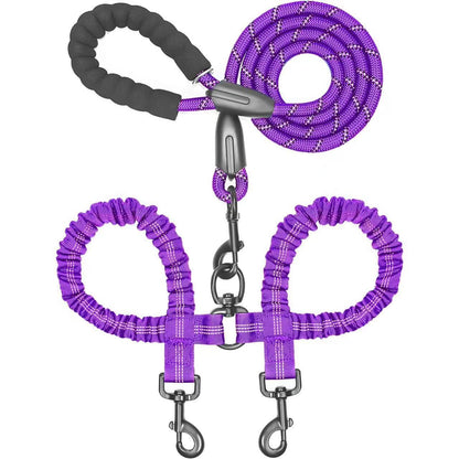 Double Dog Leash with Bungee Coupler 31 Inch Rope