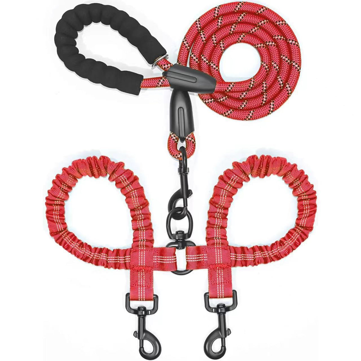 Double Dog Leash with Bungee Coupler 31 Inch Rope