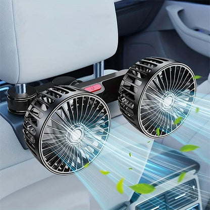 Dual Head Car Backseat Fan USB Powered 3 Speed Set of 2