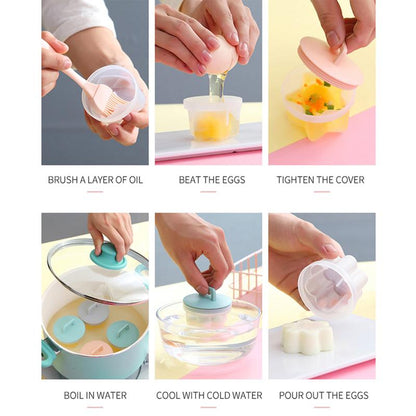 Egg Cooking Molds 4 Pack with Brush and Lid 3 Inch