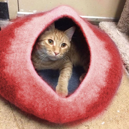 Felted Wool Cat Cave Bed 18.9 x 14.2 Inch