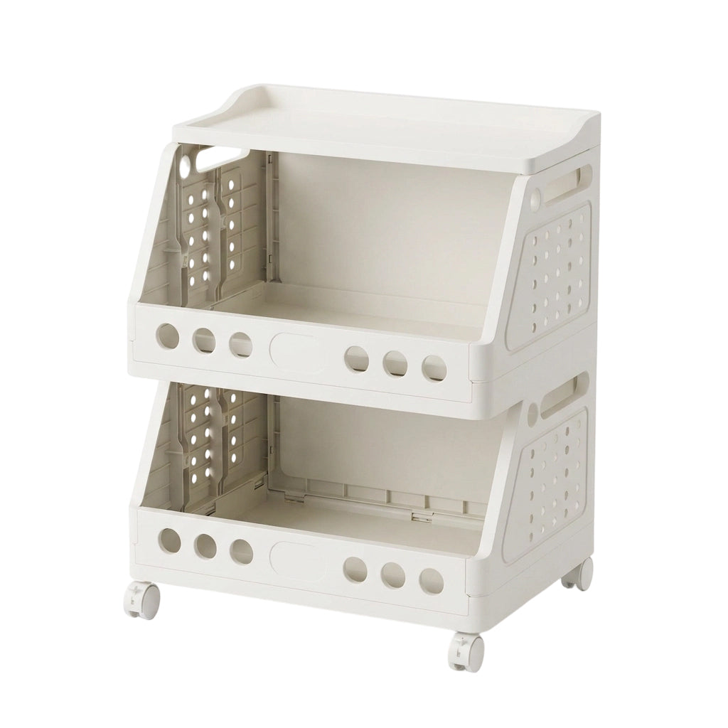 Foldable Storage Rack with Wheels 16.2 x 12 inch Set of 2
