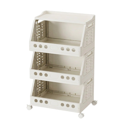 Foldable Storage Rack with Wheels 16.2 x 12 inch Set of 2