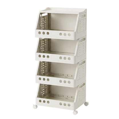 Foldable Storage Rack with Wheels 16.2 x 12 inch Set of 2