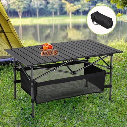 Folding Camping Table Roll Up Top Carbon Steel