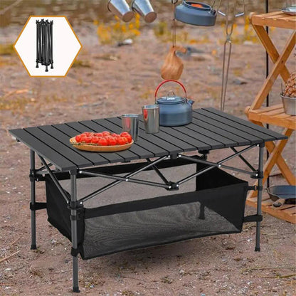 Folding Camping Table Roll Up Top Carbon Steel