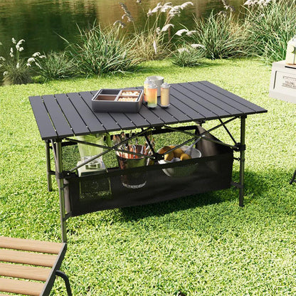 Folding Camping Table Roll Up Top Carbon Steel