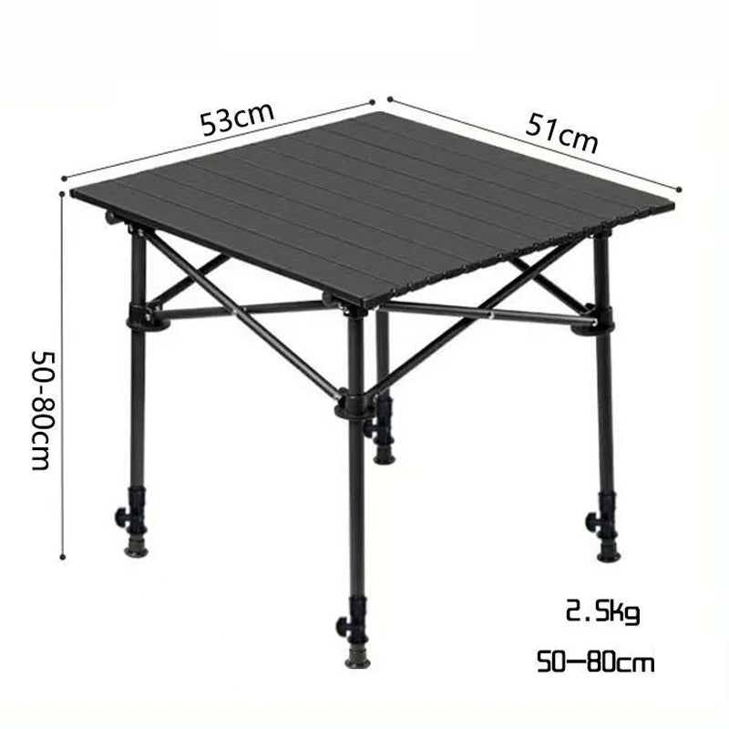 Folding Camping Table Roll Up Top Carbon Steel