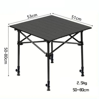Folding Camping Table Roll Up Top Carbon Steel