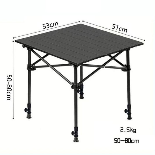 Folding Camping Table Roll Up Top Carbon Steel