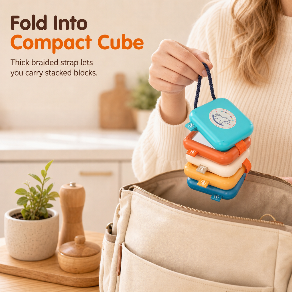 Folding Sensory Activity Cube Toy 3.9 Inch Set of 2