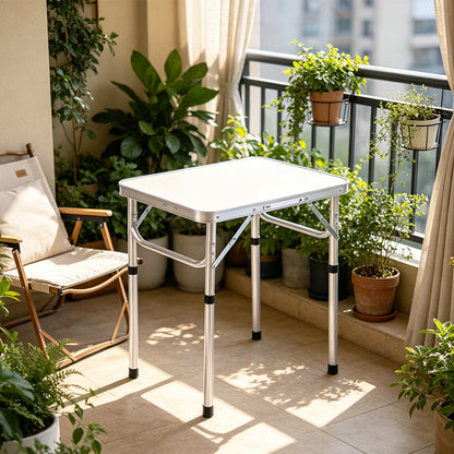 Folding Table Aluminum 23.6 x 17.7 inch Two Heights Set of 2