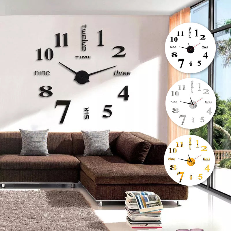 Frameless DIY Wall Clock Acrylic Numbers Silent Movement