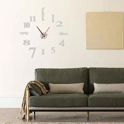 Frameless DIY Wall Clock Acrylic Numbers Silent Movement