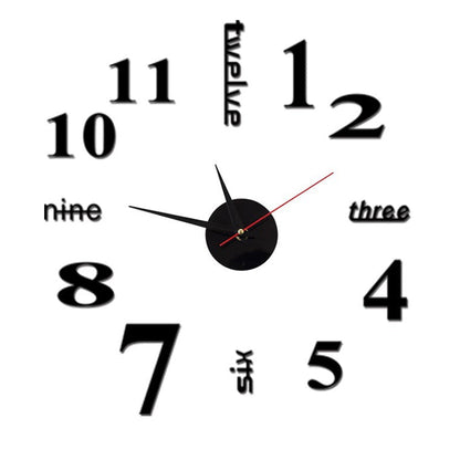 Frameless DIY Wall Clock Acrylic Numbers Silent Movement