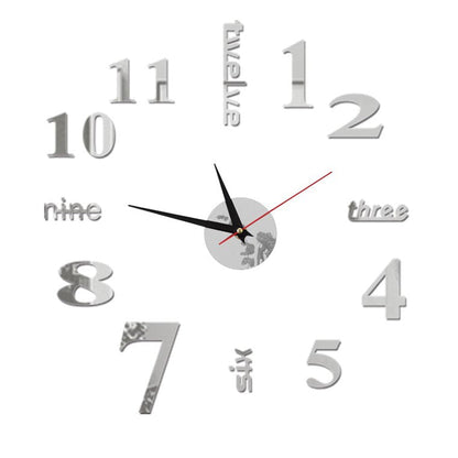 Frameless DIY Wall Clock Acrylic Numbers Silent Movement
