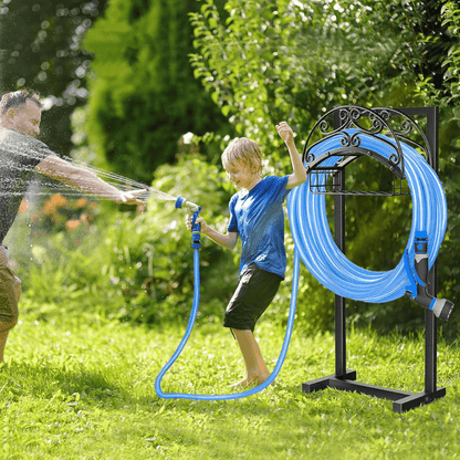 Freestanding Garden Hose Holder with Basket 150 ft