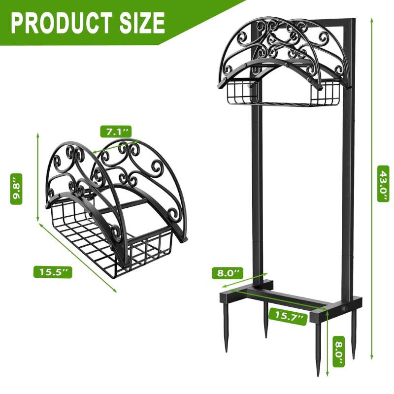 Freestanding Garden Hose Holder with Basket 150 ft