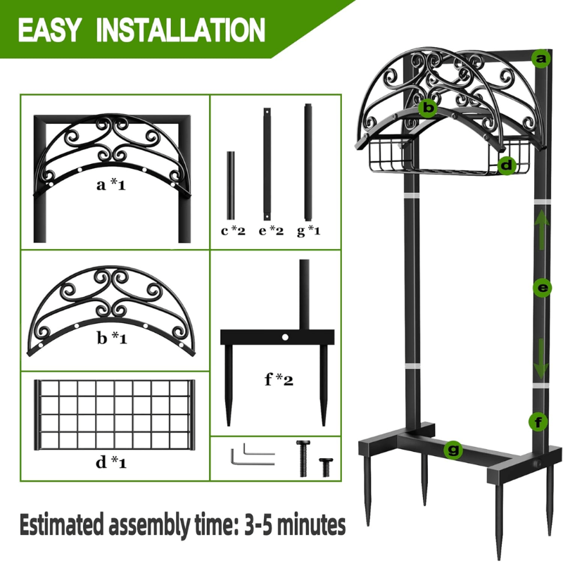 Freestanding Garden Hose Holder with Basket 150 ft