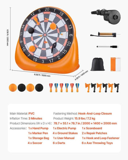 Giant Inflatable Soccer Dartboard Target PVC