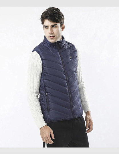 Stand Collar Zippered Vest with Power Button