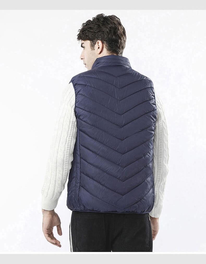 Stand Collar Zippered Vest with Power Button