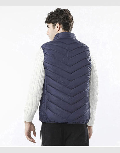 Stand Collar Zippered Vest with Power Button