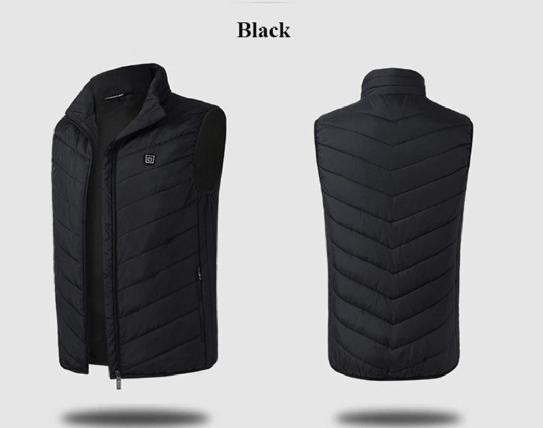 Stand Collar Zippered Vest with Power Button