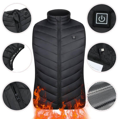 Stand Collar Zippered Vest with Power Button