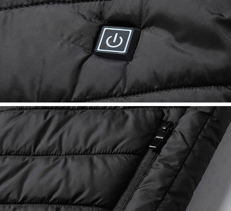 Stand Collar Zippered Vest with Power Button