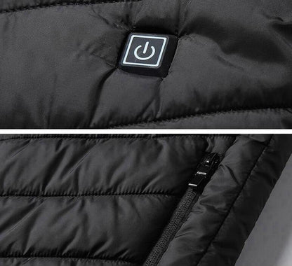 Stand Collar Zippered Vest with Power Button