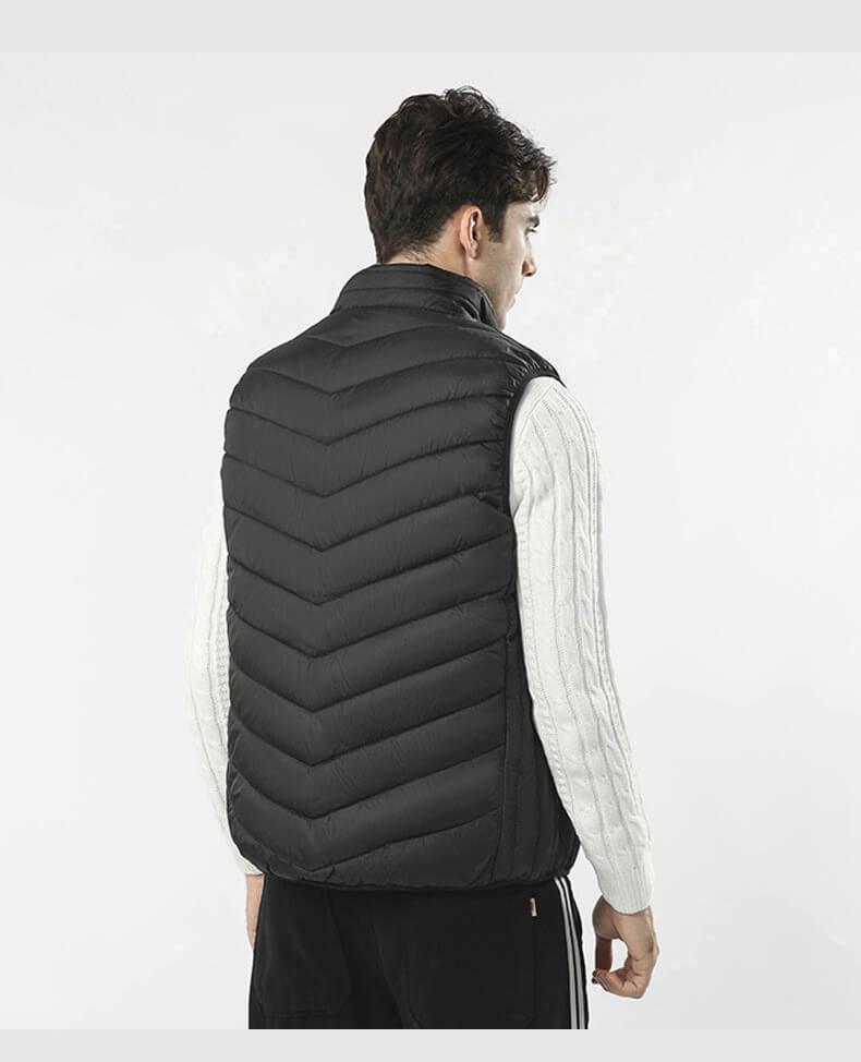 Stand Collar Zippered Vest with Power Button