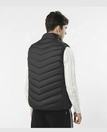 Stand Collar Zippered Vest with Power Button