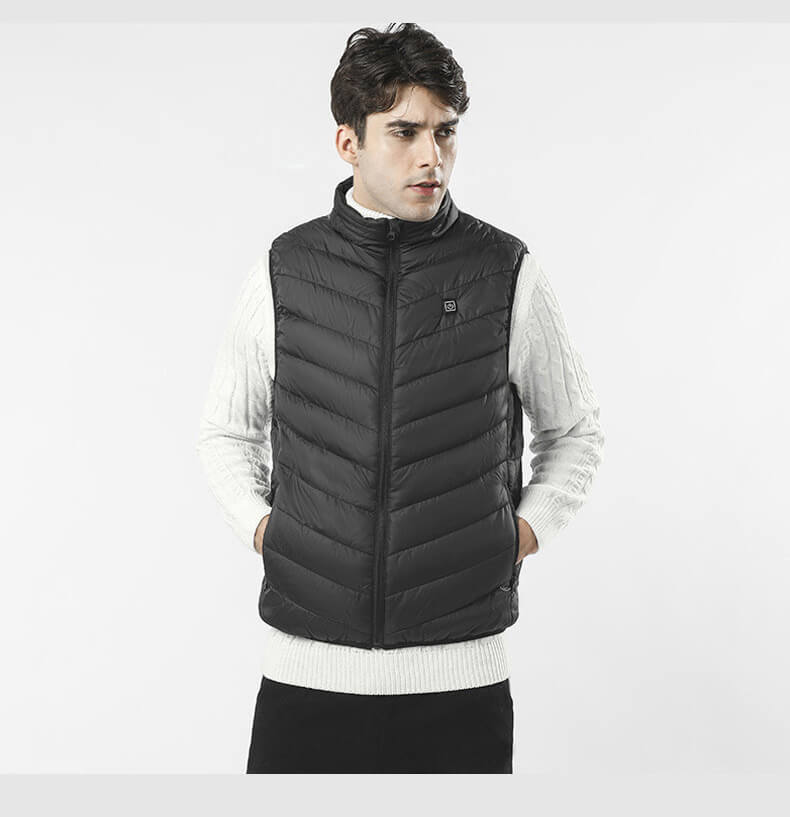 Stand Collar Zippered Vest with Power Button