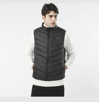 Stand Collar Zippered Vest with Power Button