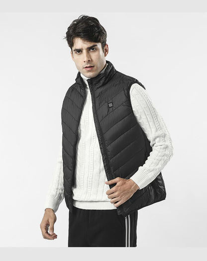 Stand Collar Zippered Vest with Power Button