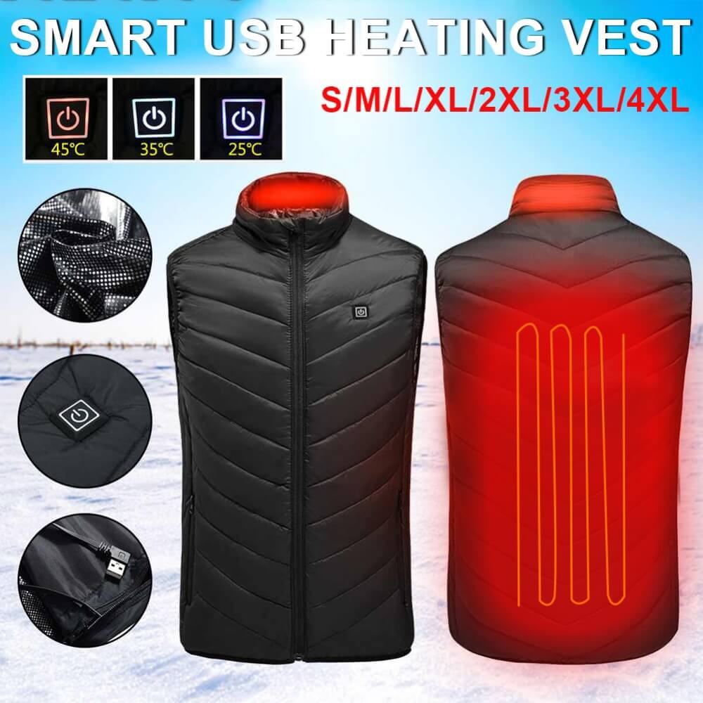 Stand Collar Zippered Vest with Power Button