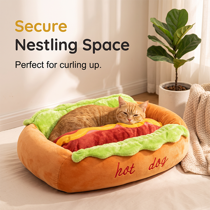 Hot Dog Shaped Pet Bed for Cats and Dogs Set of 2