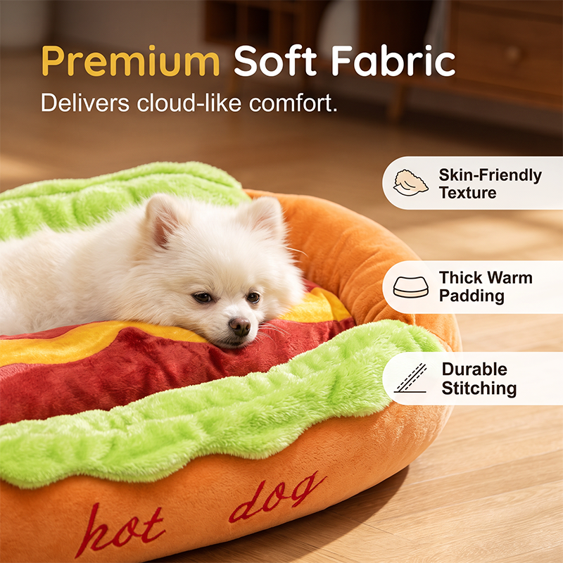 Hot Dog Shaped Pet Bed for Cats and Dogs Set of 2