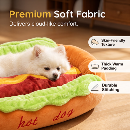 Hot Dog Shaped Pet Bed for Cats and Dogs Set of 2